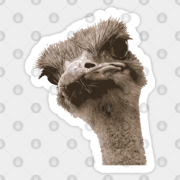 Ugly Faced Ostrich Vector Cut Out Sticker by taiche